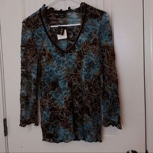 Tribal Semi Sheer Blouse Size Large